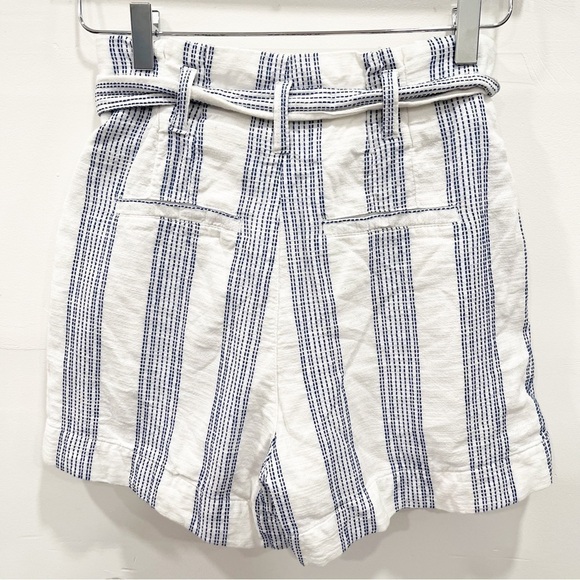 H&M Paper-Bag Waist Cotton Stripe Shorts High Waist Summer Size 2 - Picture 3 of 10